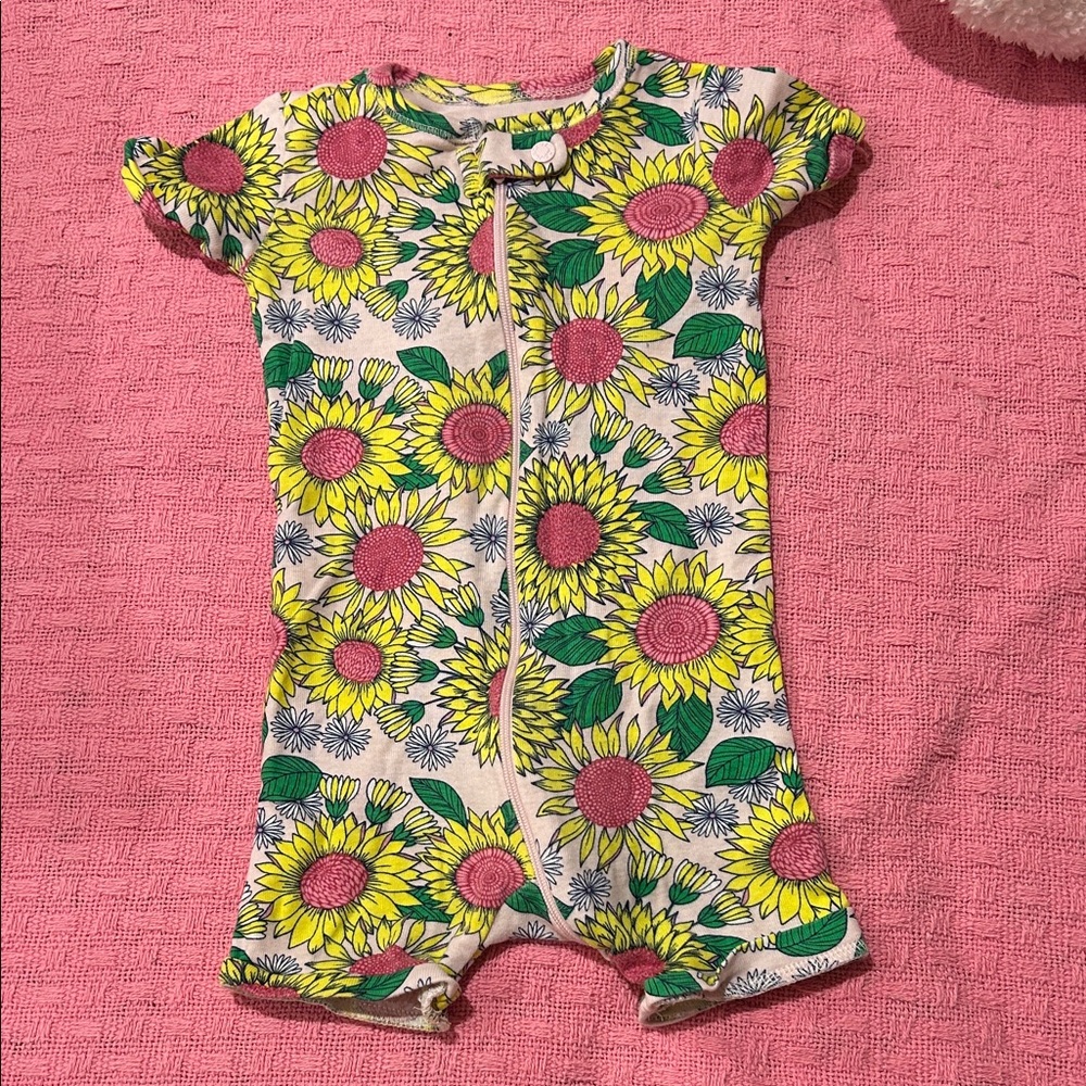 2/$10 Sunflower and Pink Floral Kids Bodysuit